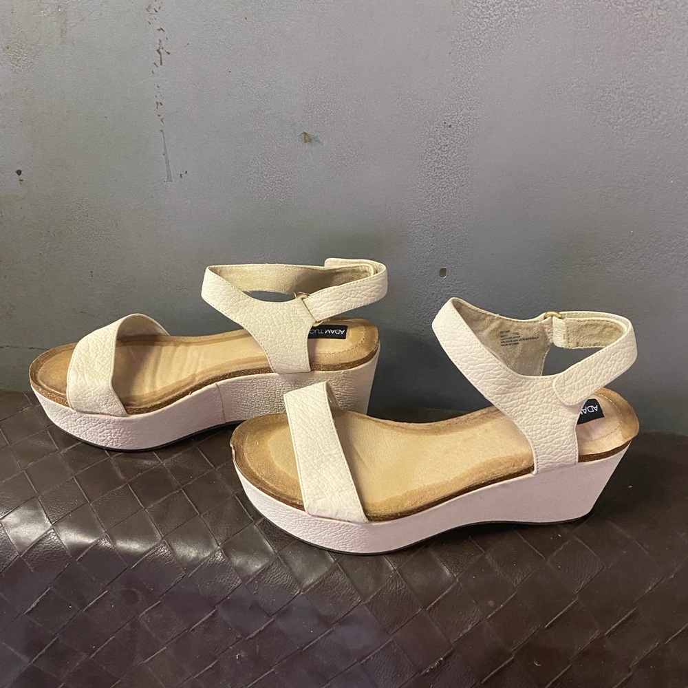 Adam Tucker Cream Wedge Sandals